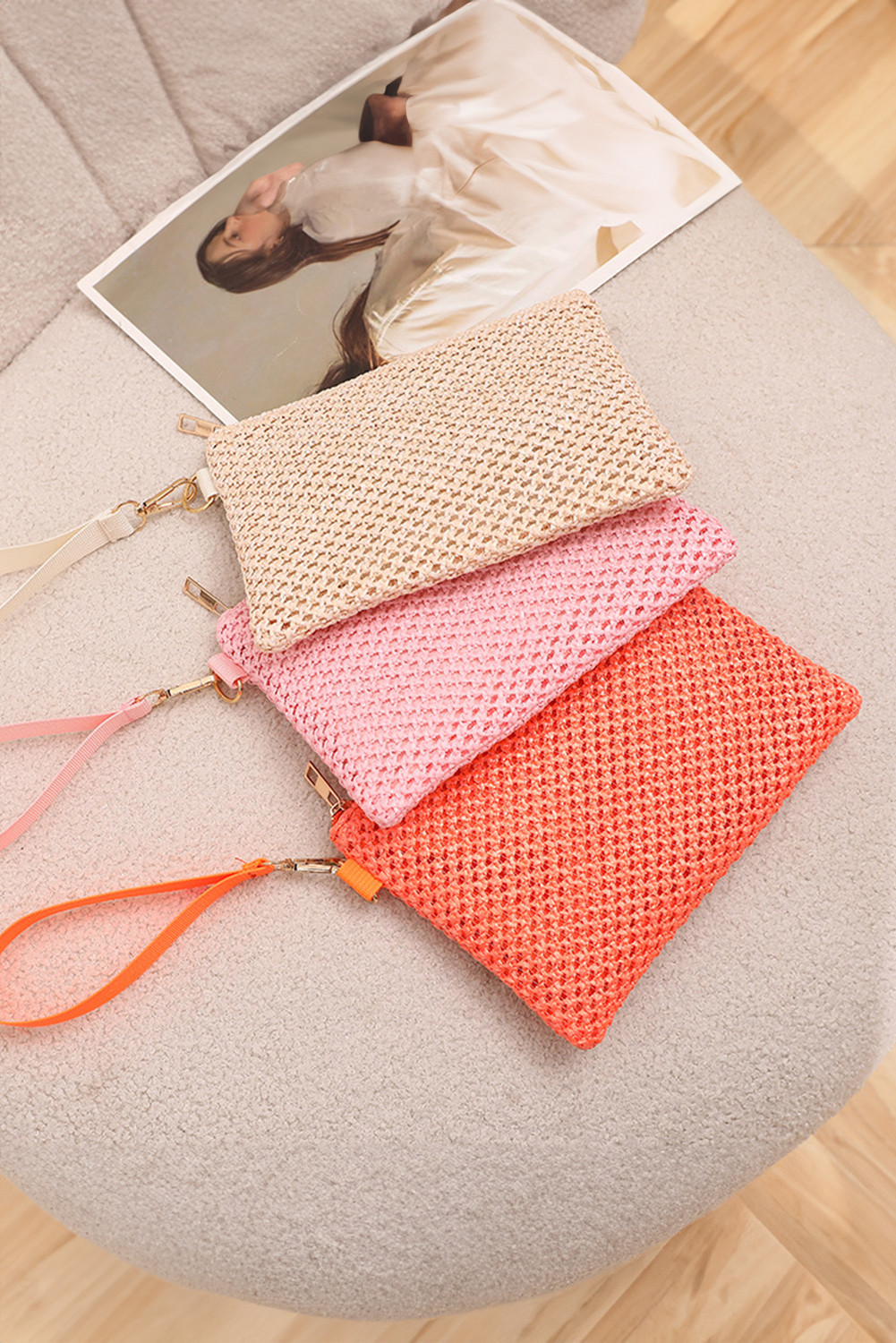 Woven Square Handbag with Wrist Strap